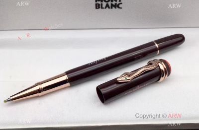 Mont Blanc Rouge et Noir Replica Rollerball Pen / Drak Red & Rose Gold Clip